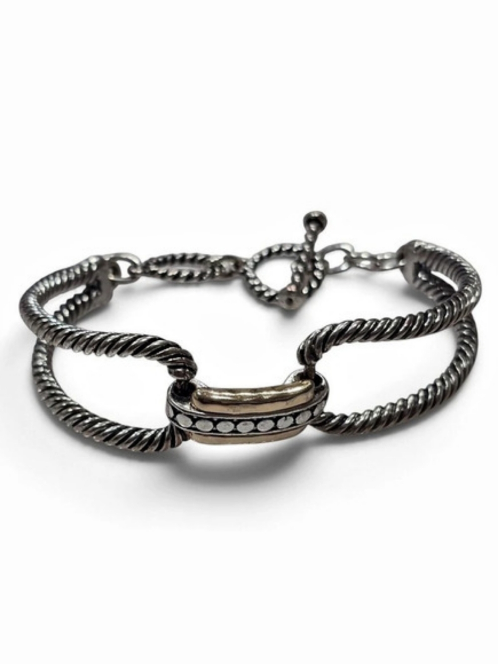 Silver-Tone Double Strand twisted design Bracelet 5 "